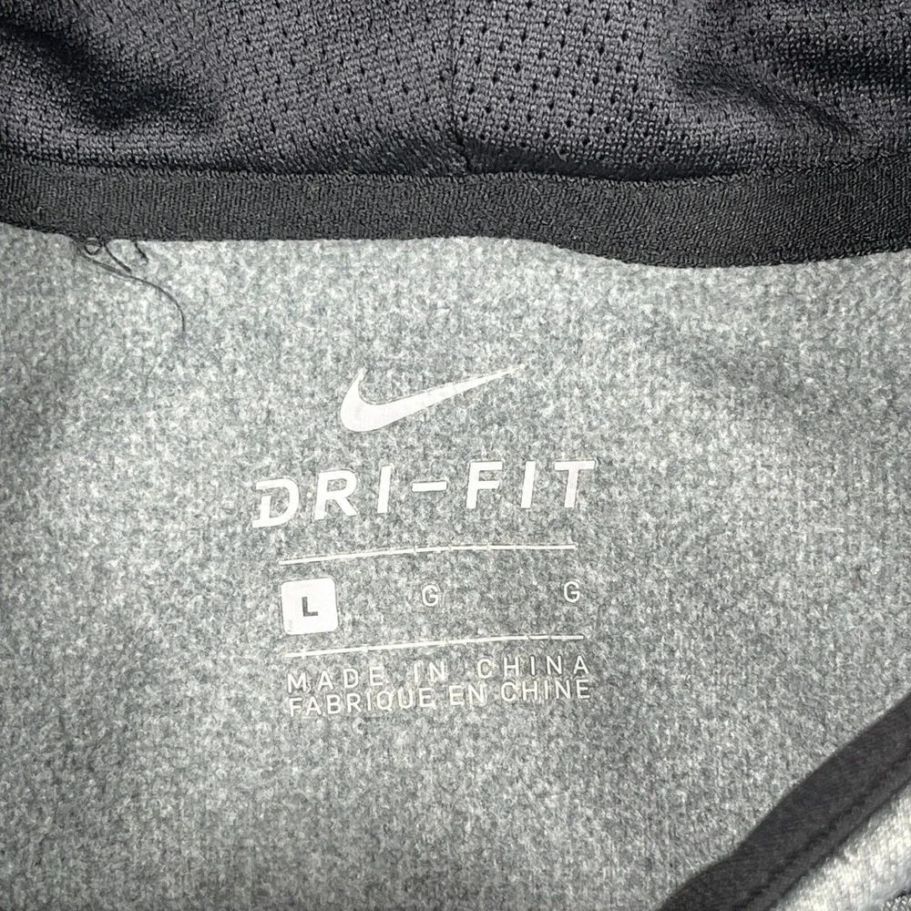 Nike Sweatshirt Womens Large Gray Black Dri Fit Pullover Training Hoodie Casual‎